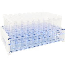 50Pcs Clear Plastic Test Tubes with Rack,16x100mm 10ml Test Tube with Caps and