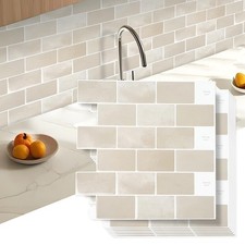 JOLOV 3D Peel and Stick Wall Tiles, Self-Adhesive Kitchen standard, Beige 