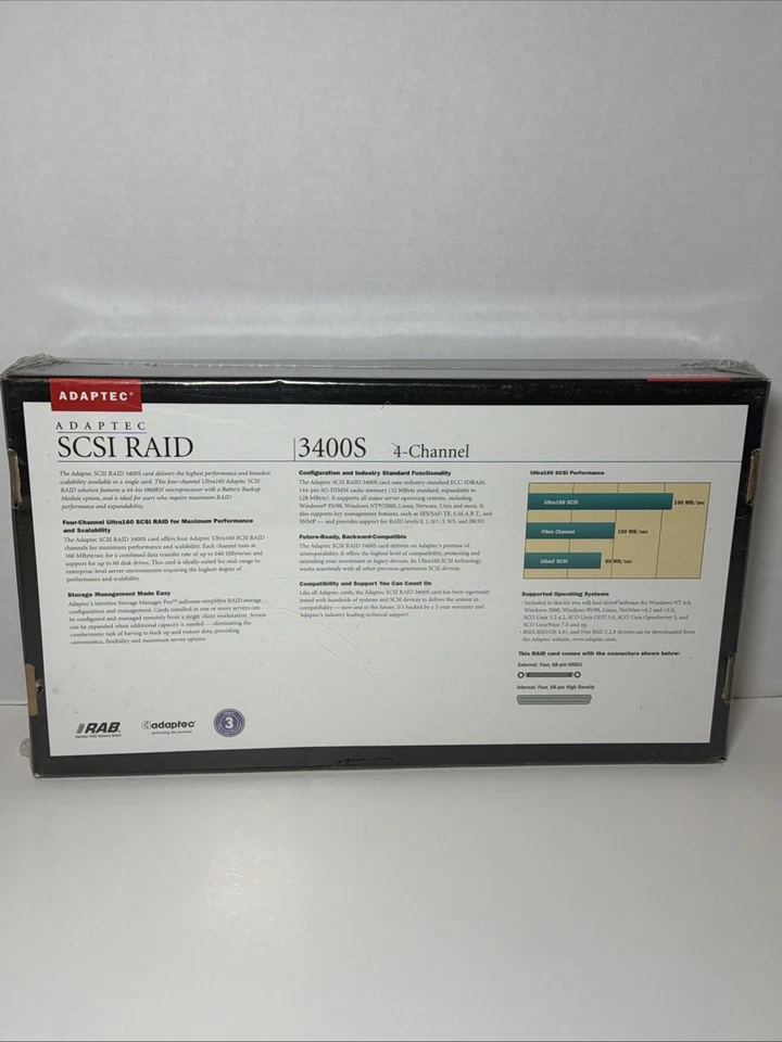 Adaptec ASR 3400S 4-Ch Quad-Channel LVD Ultra160 U160 SCSI RAID Card New in Box! - Image 2 of 4