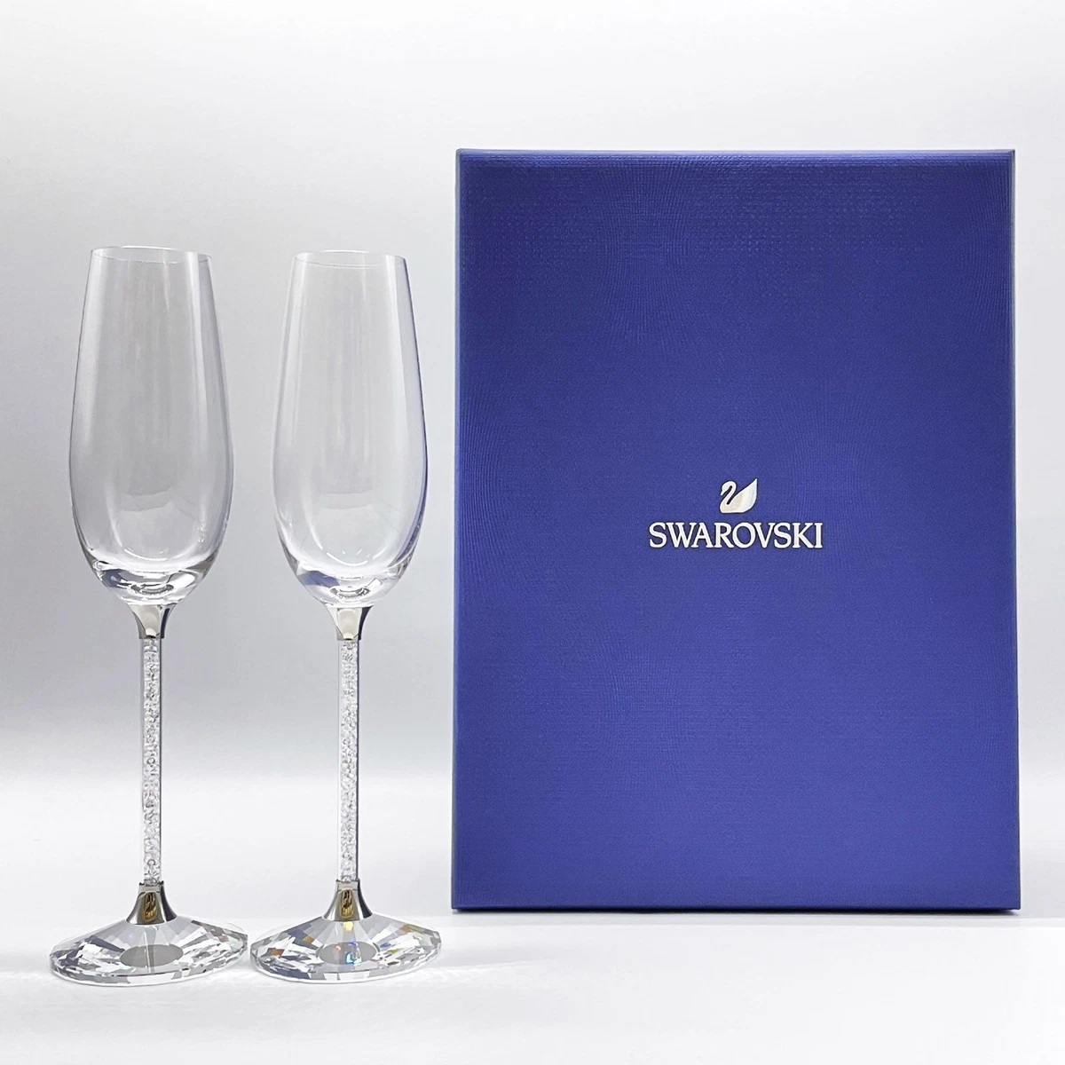 Swarovski Champagne Glass Flutes Pair Set 255678 Wine Glass