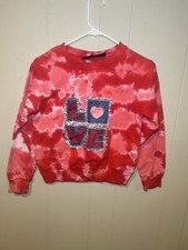 Route 66 Girls Sweatshirt Red Long Sleeve Size 10/12 Love Tie Dye