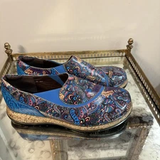 Socofy Shoes Womens Size 39 US 9 Blue Multicolor Slip On Comfort Artsy