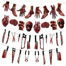 4-Pack Scary Halloween Banner and Bunting Decorations  Creepy garlands