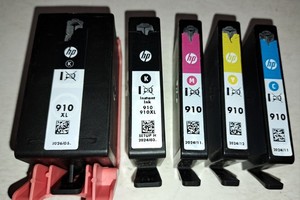 LOT of 5 EMPTY Genuine HP INK Cartridges 910 + 910XL Black & Color M Y C
