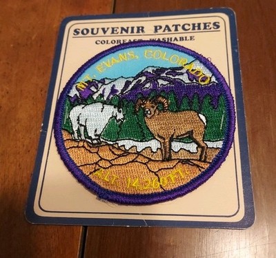MT Evans, Colorado Bighorn Sheep Embroidered Patch, 3'' round 