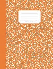 Marble Composition Notebook Wide Ruled: Orange Marble Blank Lined Book
