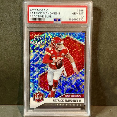 2021 Panini Mosaic #288 PATRICK MAHOMES II PSA 10 GEM MINT 💎 Reactive Blue MVP