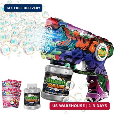Bubble Gun for Kids with LED Lights & Leak-Proof Design, 10-Hole Automatic Bubbl
