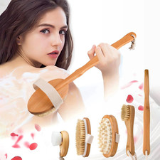 Dry Brushing Body Brush Set 5 Pack Boar Bristle Long Handle Face Cleansing