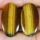 28.55 Carat. Natural Oval Tiger Eye Pair (14 x 26 x 03 mm) Opaque Loose Gemstone