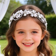 Flower Girls Headpiece Pearl Princess Headband Wedding Hair Accessories