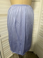 Vintage 90s Lily of France Blue Periwinkle Nylon 1/2 Slip 24.5” Long Sz Med