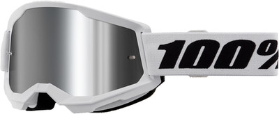 100% STRATA 2 GOGGLE WHITE MIRROR SILVER LENS - 610-5239