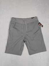 Airwalk Shorts Mens 34 Gray Dark Pewter Stretch Elastic Waist Drawstring Casual