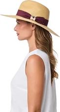 Coolibar Women's Large Brim UPF 50 Vintage Style Fedora Sun Hat - Natural