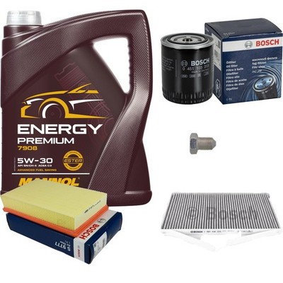 BOSCH Inspektionpaket 5 L MANNOL Energy Premium 5W-30 für Audi A6 2.6 2.8