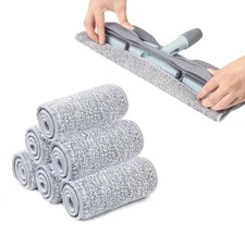6-Pack 15in Heavy Duty Microfiber Floor Mop Head Reusable Mop Kit Gray