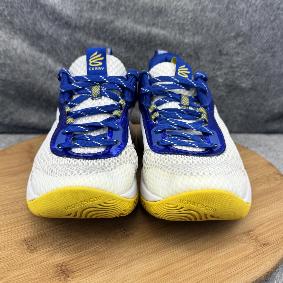 Under Armour Curry 30 Zapatos Niños Talla 5Y Azul Blanco Amarillo Tenis de Baloncesto Foto 2 de 4
