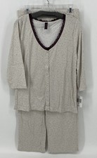 Maidenform Cream Polka Dot 2pc Pj Set Button Down Top/pull on Pants NWT Medium