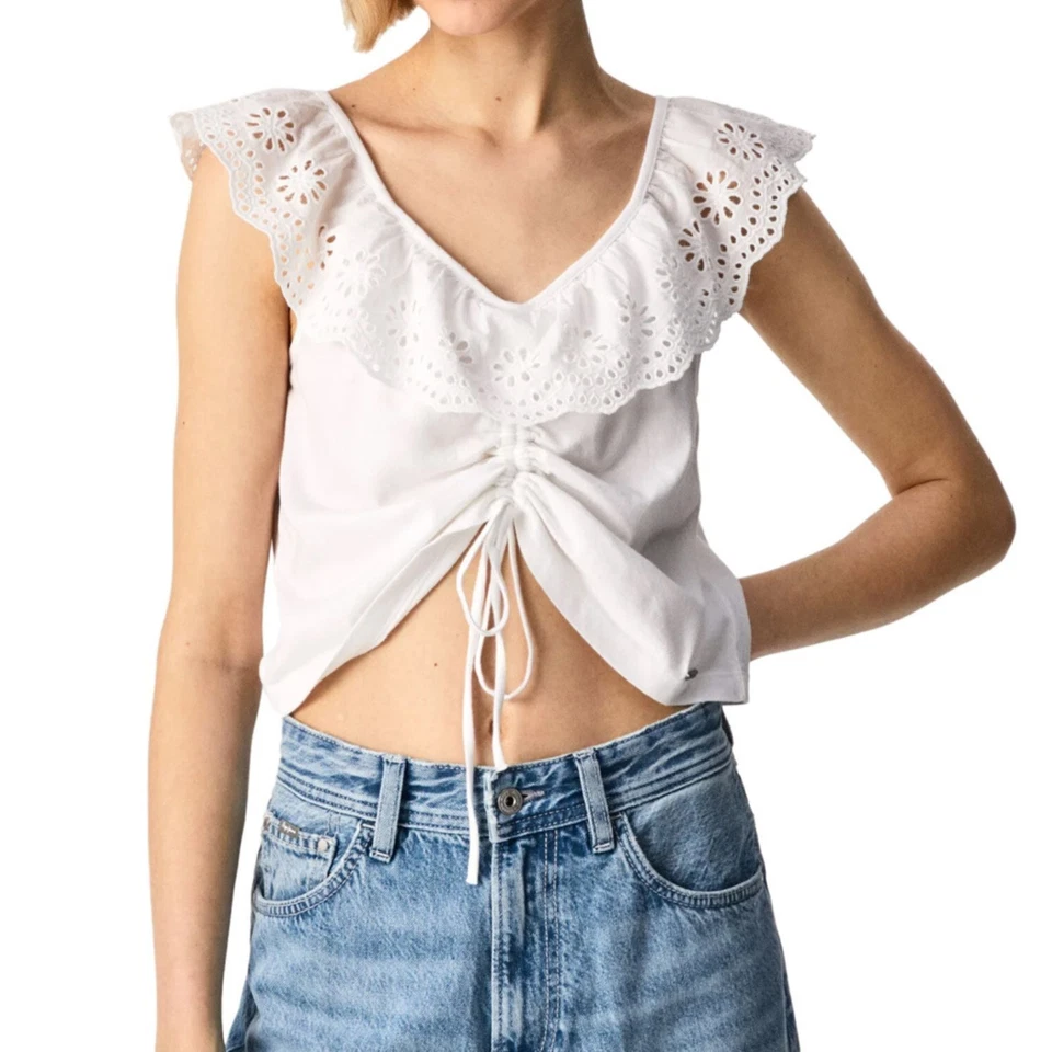 Blusa corta de algodón Pepe Jeans Buffi para mujer M - Imagen 3 de 4