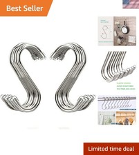 20 Pack 3.4" S Shaped Hooks Stainless Steel Metal Hangers Hanging Hooks for K...