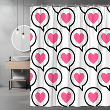 Cute Pink Heart Shower Curtain, Fun Bathroom Decor