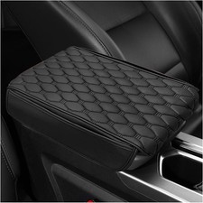 Center Console Armrest Cover for Most Vehicles Black Waterproof Leather Cushion