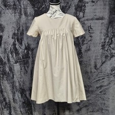 Amanda Uprichard Dress Size P/XS Beige Lace Up Babydoll Designer Regency Core