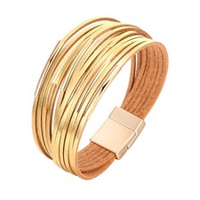 Leather Wrap Bracelets for Women, Boho Leopard Multi-Layer Crystal Beads Cuff...