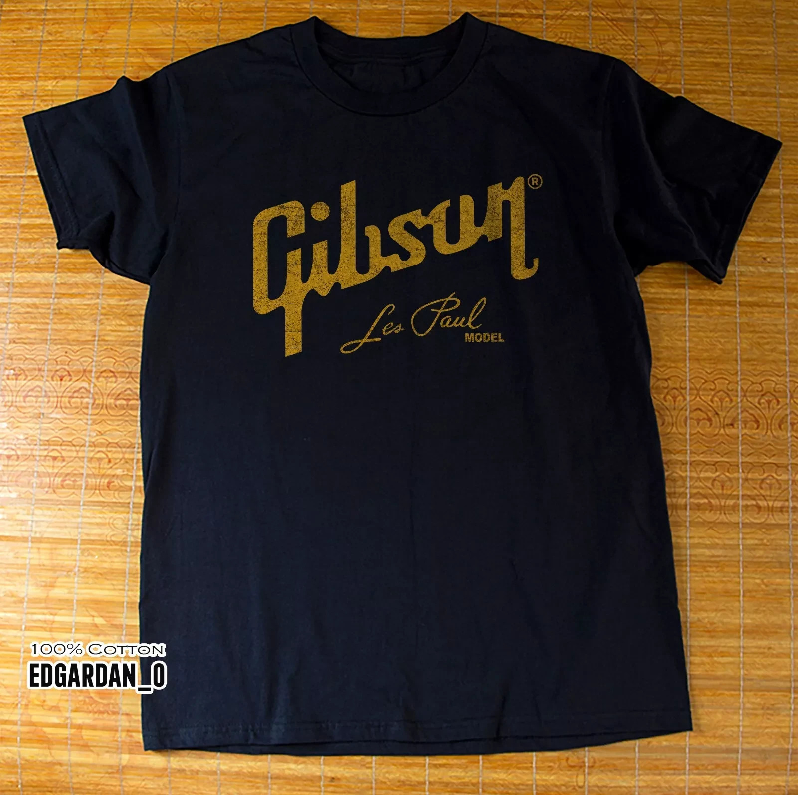 Gibson Les Paul Model Logo Black Unisex T-shirt Size S-4XL