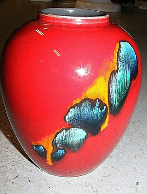 Poole Pottery England 6.5 '' Cherry Red Volcano Glaze VGC Free S/H