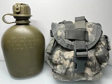 US Military Molle 1 QT OD CANTEEN M1 CAP & ACU COVER UTILITY POUCH EXCELLENT