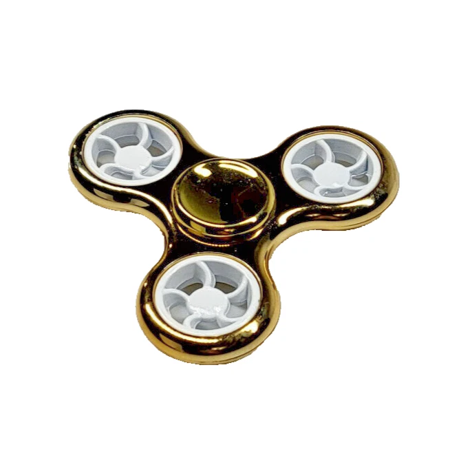 Juguete giratorio de mano triple cromado dorado juguete inquieto alivio del estrés metal de alta velocidad Foto 2 de 3