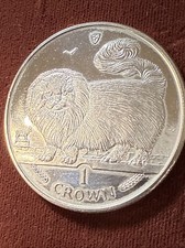 ISLE of MAN 1997 PM Copper Nickel 1 CROWN Coin LONG -HAIRED SMOKE Cat UNC