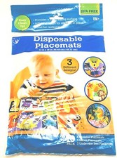 Disposable Placemats 20 count 3 designs 12 x 18 Children Toddlers Baby
