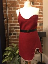 ZARA Asymmetric Red Mini DRESS Gold Chain SMALL BNWT Limited Ed  ❤️