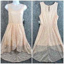 As U Wish Women's Dress Size Large Peach Lace Sleeveless