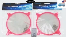 2-Pack: NEW Lamptron 120mm UV Sensitive RED Fan Filter / Finger Guard + Screws