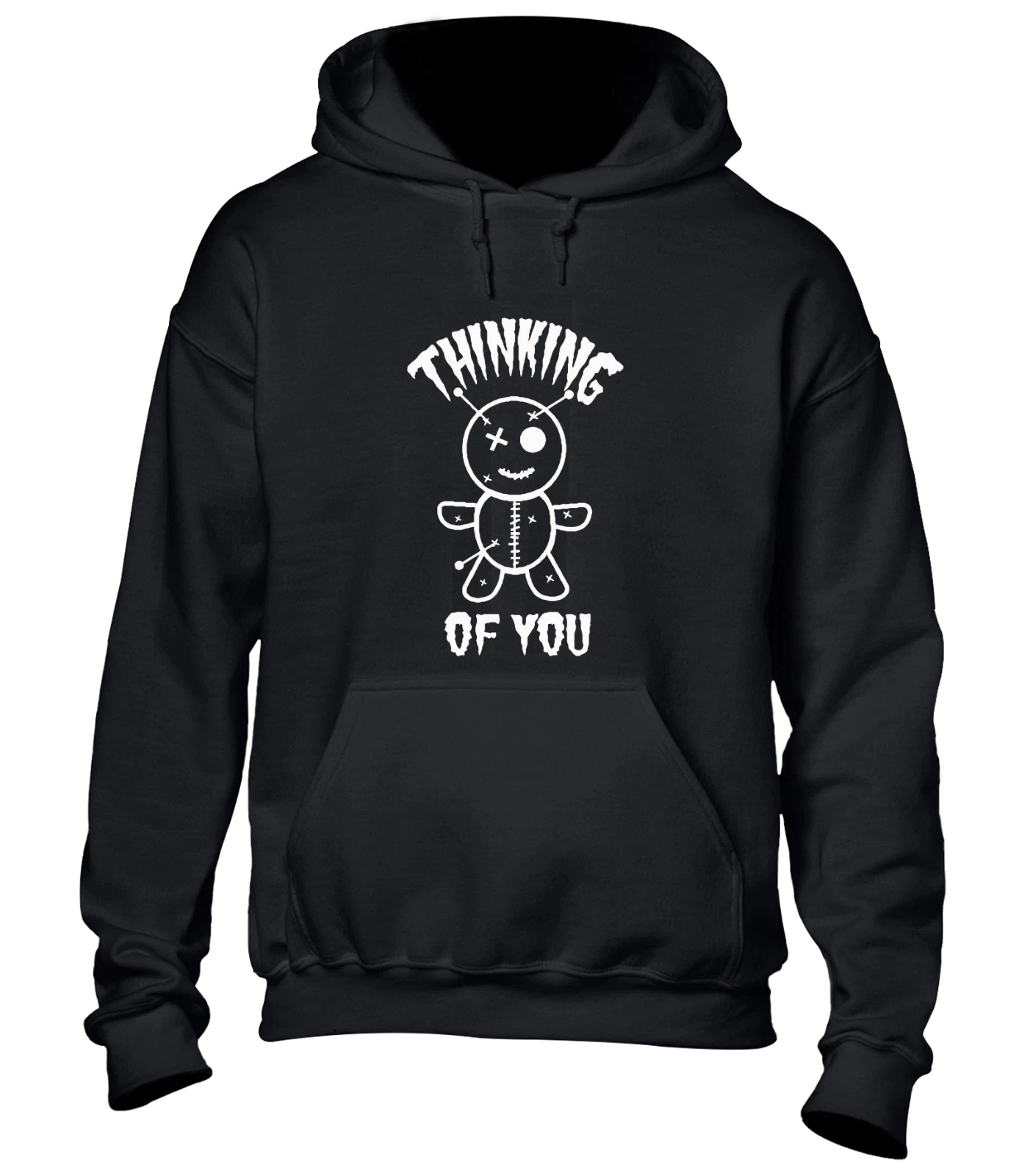 RHUDE FELPA CON CAPPUCCIO BAMBOLA VOODOO THINKING FELPA DIVERTENTE SCHERZO DESIGN RUDE TOP COOL MODA NUOVA