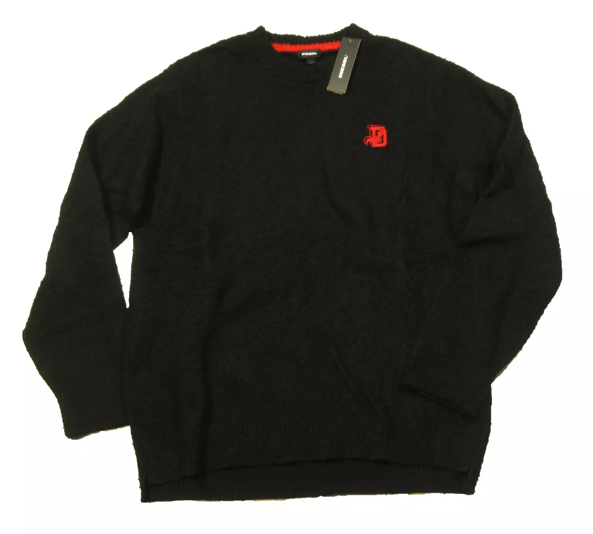 Diesel Men s Black K Casy Wool Blend Textured Wool Felt Pullover Sweater 298
