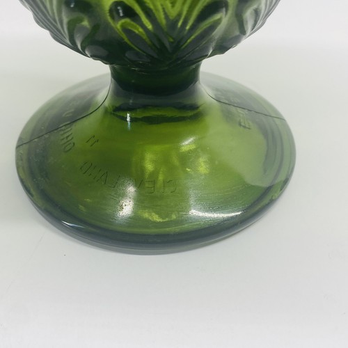 Vintage E. O. Brody M5200 Green Glass Vase Footed 9" Tall Home Decor - Picture 4 of 13