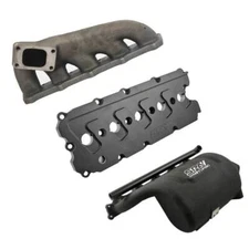 Turbo manifold, cast aluminum valve cover & intake manifold - WITH FUEL RAIL for