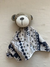 DTU Inc. Bear Lovey Aztec Baby Gray Tan Security Blanket Minky Dots #158870