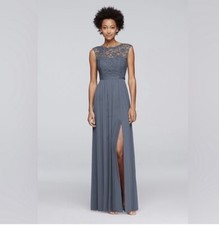 David’s Bridal Bridesmaid Prom Dress New With Tags Steel Blue