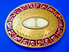 Southwestern, Native American Indian Art Style Vibe Enameled Oval Belt Buckle