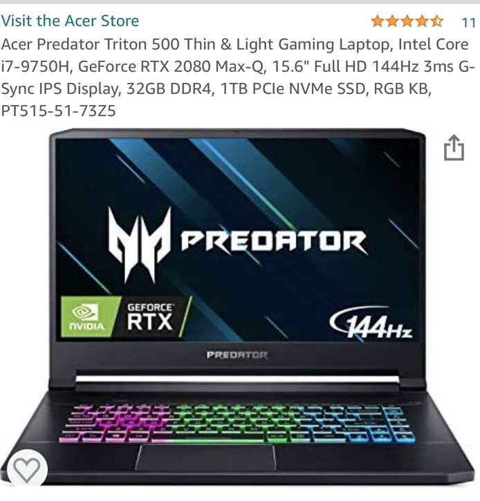 Gaming Laptop Rtx 2080 Max Q Laptops Acer Predator Triton 500 RTX