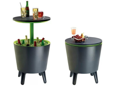 Cool Bar Gartentisch, ausziehbarer Deckel, 49,5 cm, anthrazit/grün - A
