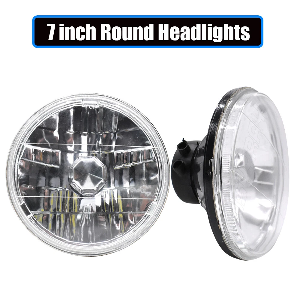 7 Inch led GLASS Headlight Round CLASSIC LOOK Conversion Chrome pair