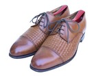 Taft Handmade Goodyear Welt Tan Brown Woven Leather Cap Toe Oxford Dress Shoe 9 — photo 3