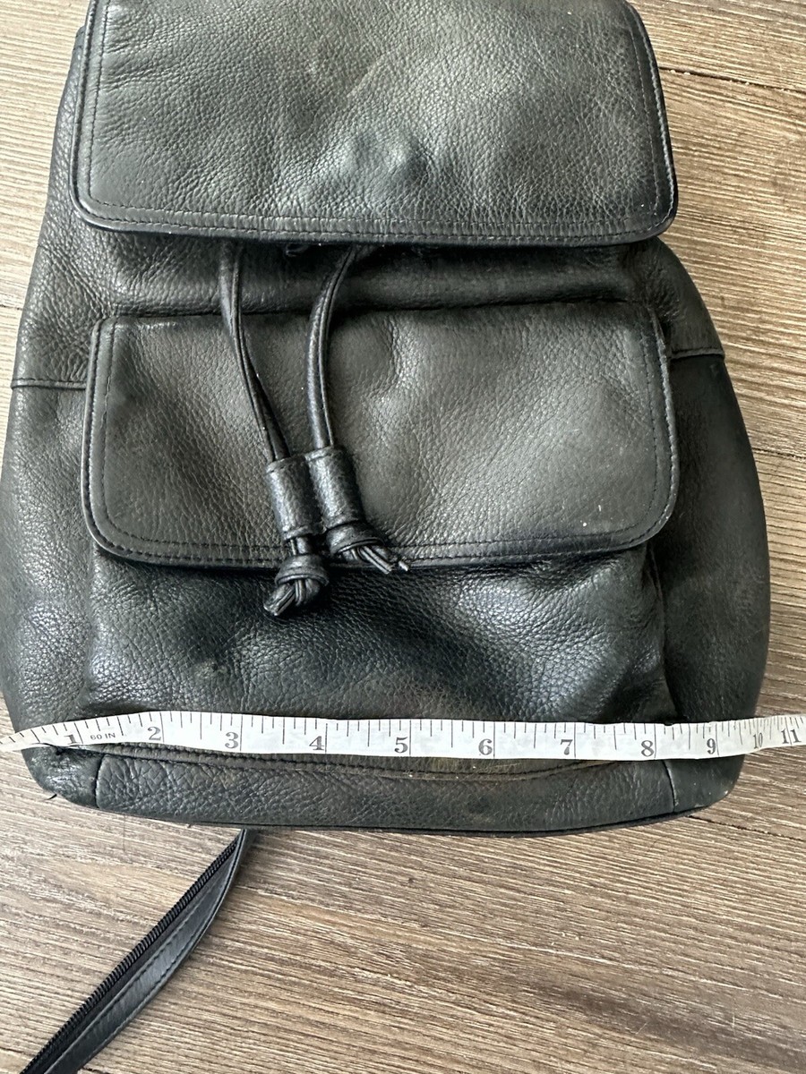 Vintage Charter Club Black Leather Backpack Classic Minimalist 8.5x8.5 inches Charter Club BLACK GENUINE LEATHER CLASSIC BACKPACK HANDBAG  main image 2